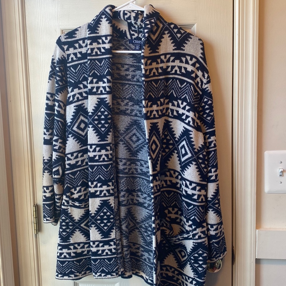 Chaps blue and cream sweater